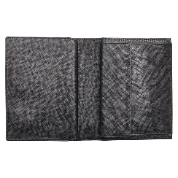 プラダ 三角ロゴプレート 二つ折り財布 M668 ブラック ナイロン レザー レディース PRADA 【中古】