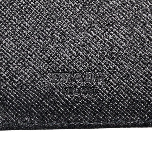 プラダ 三角ロゴプレート 二つ折り財布 M668 ブラック ナイロン レザー レディース PRADA 【中古】