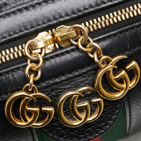 グッチ シェリーライン ミニボストン ハンドバッグ ショルダーバッグ 2WAY 524532 ブラック レザー レディース GUCCI 【中古】