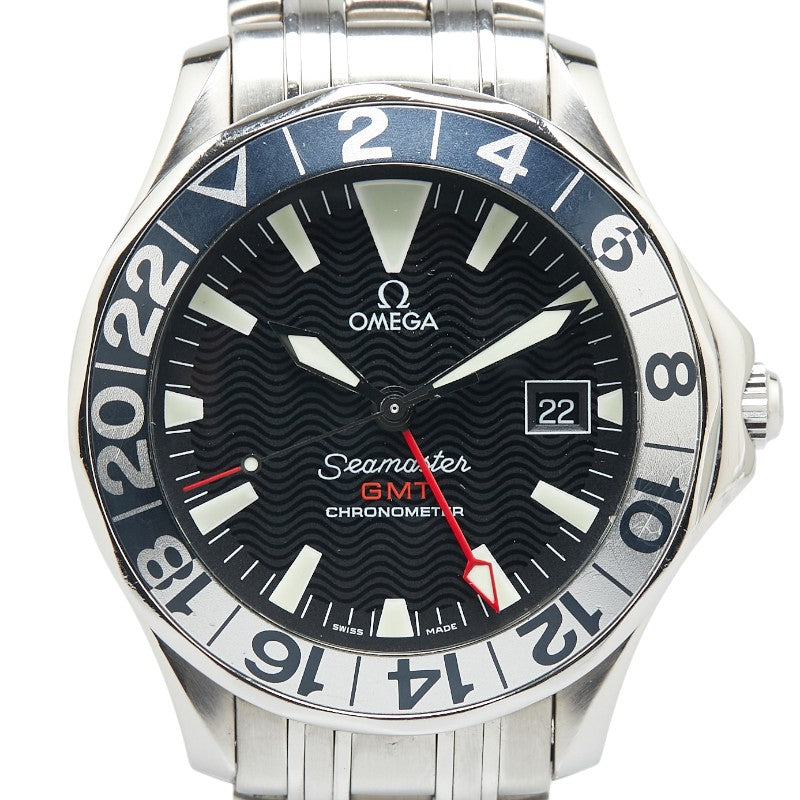 オメガ 50周年記念 シーマスター300 GMT  腕時計 2234.50 自動巻き ブラック文字盤 ステンレススチール メンズ OMEGA 【中古】