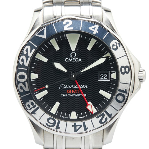 オメガ 50周年記念 シーマスター300 GMT  腕時計 2234.50 自動巻き ブラック文字盤 ステンレススチール メンズ OMEGA 【中古】
