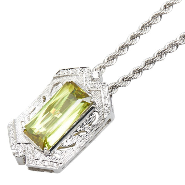 K18WG ホワイトゴールド スフェーン8.64ct ダイヤ0.21ct ペンダントネックレス レディース 【中古】
