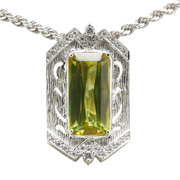 K18WG ホワイトゴールド スフェーン8.64ct ダイヤ0.21ct ペンダントネックレス レディース 【中古】