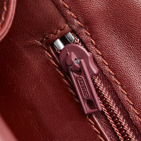 カルティエ マストライン 斜め掛け ショルダーバッグ ワインレッド ボルドー レザー レディース CARTIER 【中古】