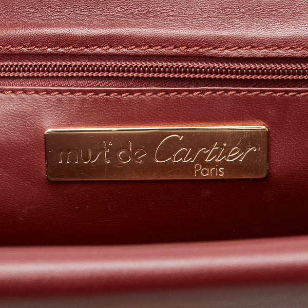 カルティエ マストライン 斜め掛け ショルダーバッグ ワインレッド ボルドー レザー レディース CARTIER 【中古】