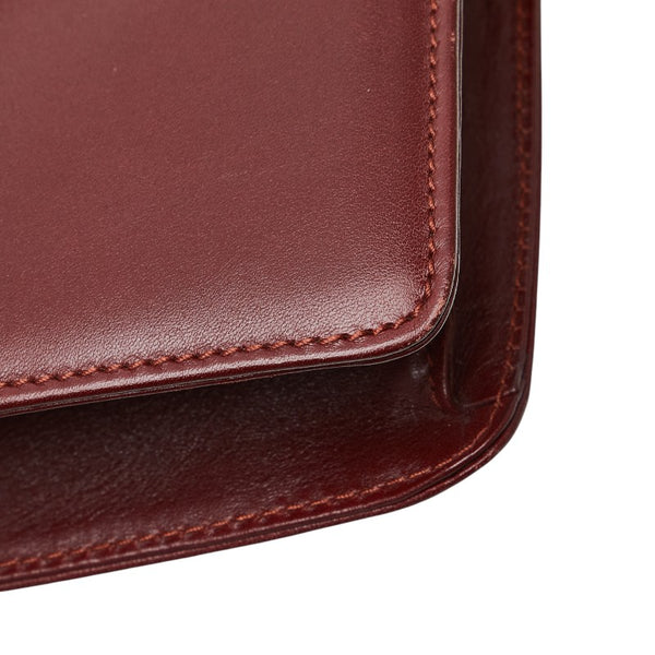 カルティエ マストライン 斜め掛け ショルダーバッグ ワインレッド ボルドー レザー レディース CARTIER 【中古】