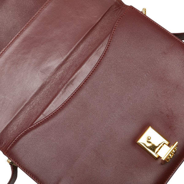 カルティエ マストライン 斜め掛け ショルダーバッグ ワインレッド ボルドー レザー レディース CARTIER 【中古】