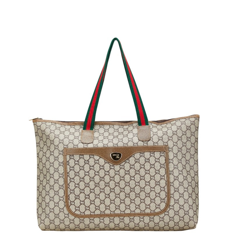 グッチ オールドグッチ GGプラス トートバッグ ベージュ マルチカラー PVC レザー レディース GUCCI 【中古】