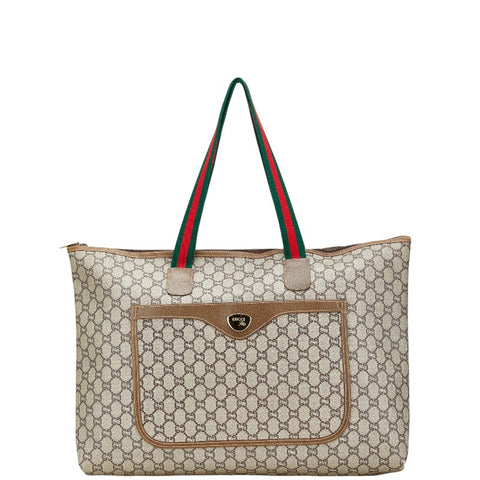 グッチ オールドグッチ GGプラス トートバッグ ベージュ マルチカラー PVC レザー レディース GUCCI 【中古】