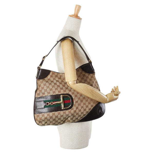 グッチ GGキャンバス ホースビット ワンショルダーバッグ 137386 ベージュ ブラウン キャンバス レディース GUCCI 【中古】