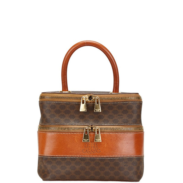 セリーヌ マカダム バニティバッグ メイクボックス ブラウン PVC レザー レディース CELINE 【中古】