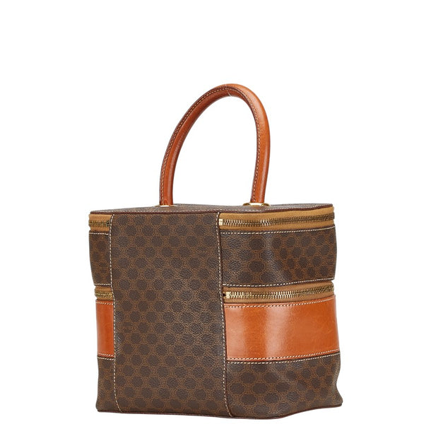セリーヌ マカダム バニティバッグ メイクボックス ブラウン PVC レザー レディース CELINE 【中古】