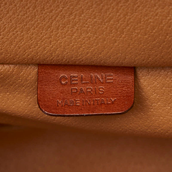 セリーヌ マカダム バニティバッグ メイクボックス ブラウン PVC レザー レディース CELINE 【中古】