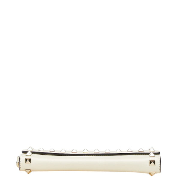 ヴァレンティノ ロックスタッズ 長財布 ホワイト レザー レディース VALENTINO 【中古】