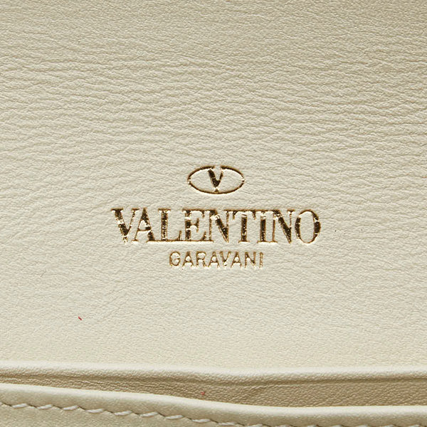 ヴァレンティノ ロックスタッズ 長財布 ホワイト レザー レディース VALENTINO 【中古】