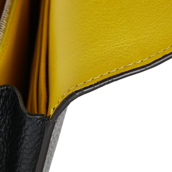 セリーヌ ラージフラップ マルチクッション 長財布 ブラック レザー レディース CELINE 【中古】