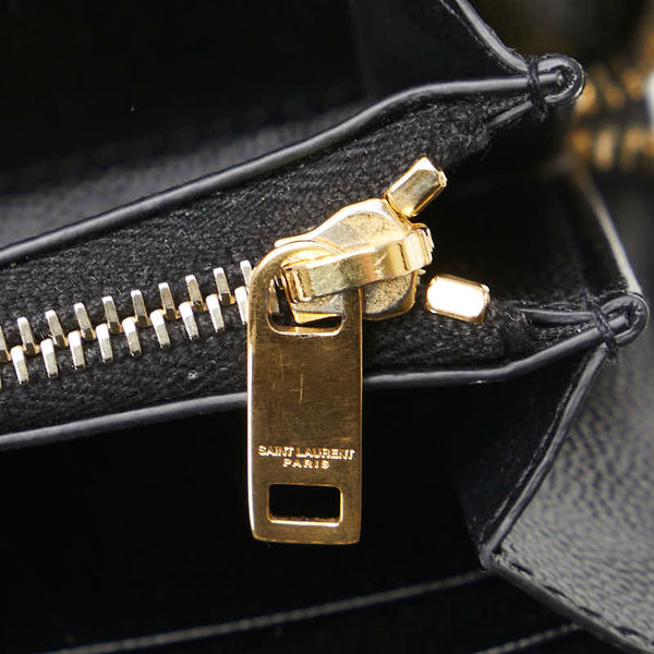 サンローラン YSLロゴ ラウンドファスナー 長財布 358094 ブラック レザー レディース SAINT LAURENT 【中古】