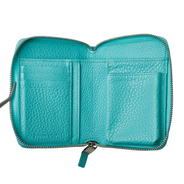 ティファニー 二つ折り財布 ティファニーブルー レザー レディース TIFFANY&Co. 【中古】
