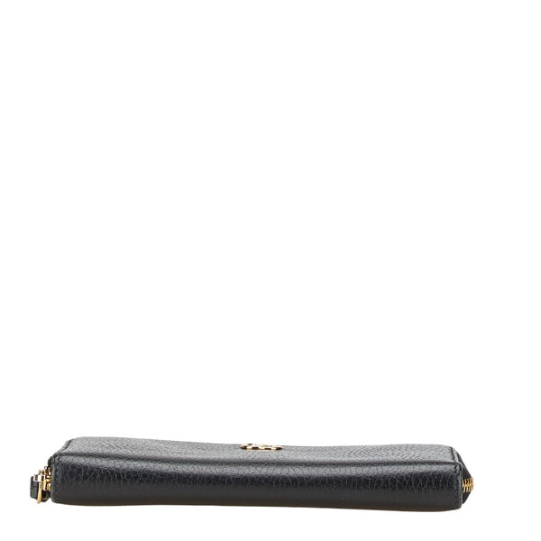 グッチ GGマーモント ラウンドファスナー 長財布 456117 ブラック レザー レディース GUCCI 【中古】