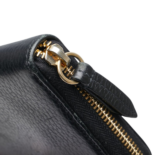 グッチ GGマーモント ラウンドファスナー 長財布 456117 ブラック レザー レディース GUCCI 【中古】