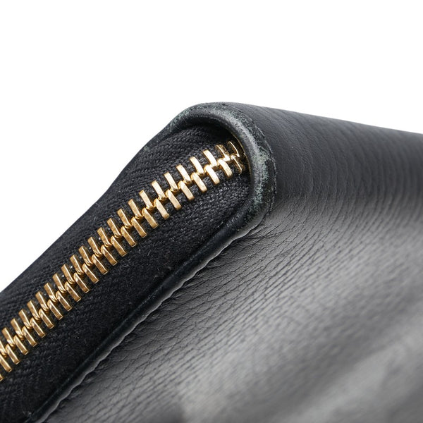 グッチ GGマーモント ラウンドファスナー 長財布 456117 ブラック レザー レディース GUCCI 【中古】