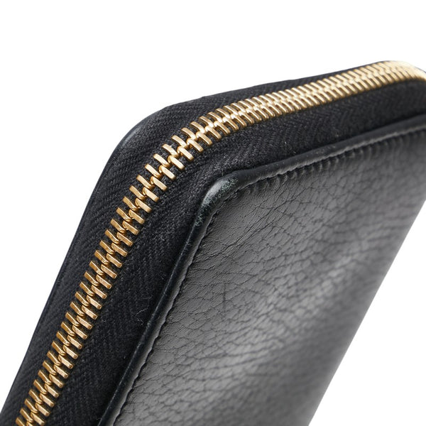 グッチ GGマーモント ラウンドファスナー 長財布 456117 ブラック レザー レディース GUCCI 【中古】