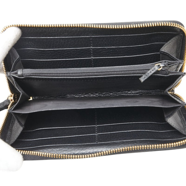 グッチ GGマーモント ラウンドファスナー 長財布 456117 ブラック レザー レディース GUCCI 【中古】