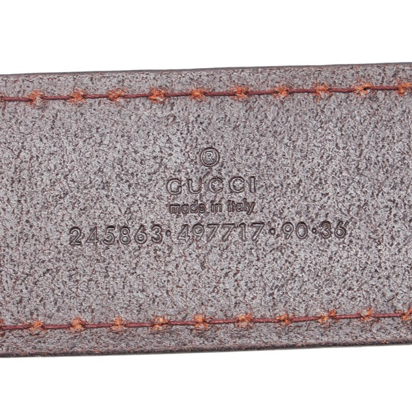 グッチ インターロッキングG ベルト 90/36 245863 ボルドー ワインレッド レザー メンズ GUCCI 【中古】