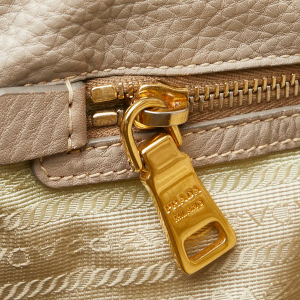 プラダ トートバッグ ベージュ グレージュ レザー レディース PRADA 【中古】
