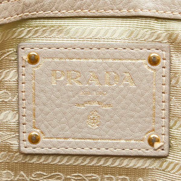 プラダ トートバッグ ベージュ グレージュ レザー レディース PRADA 【中古】
