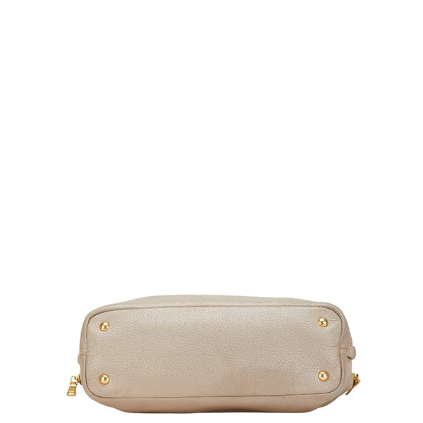 プラダ トートバッグ ベージュ グレージュ レザー レディース PRADA 【中古】