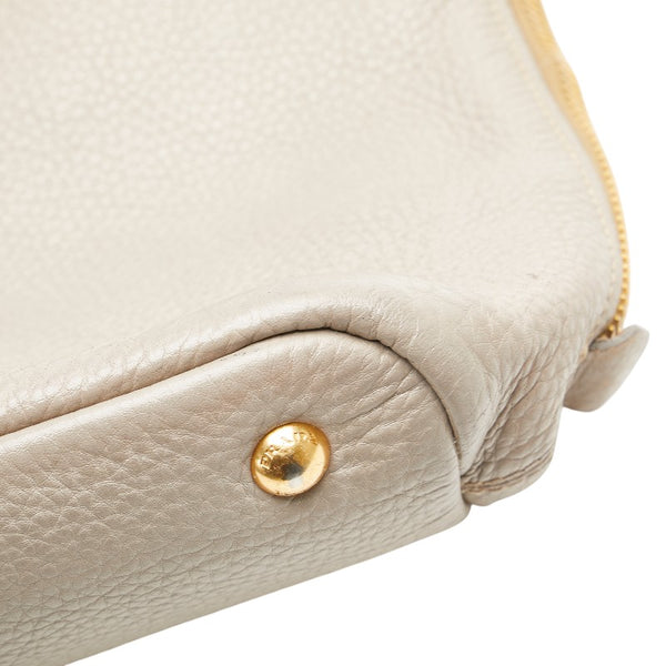 プラダ トートバッグ ベージュ グレージュ レザー レディース PRADA 【中古】
