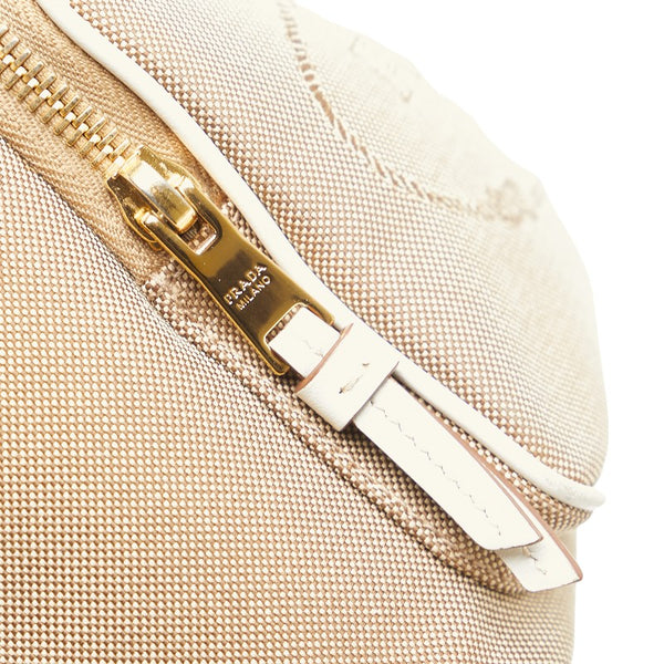 プラダ ハンドバッグ ベージュ ホワイト キャンバス レザー レディース PRADA 【中古】