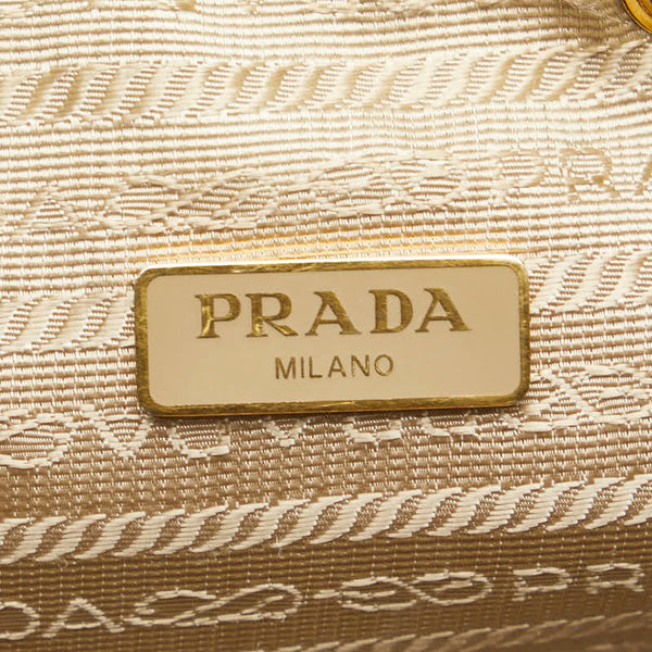 プラダ ハンドバッグ ベージュ ホワイト キャンバス レザー レディース PRADA 【中古】
