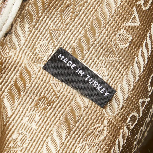 プラダ ハンドバッグ ベージュ ホワイト キャンバス レザー レディース PRADA 【中古】