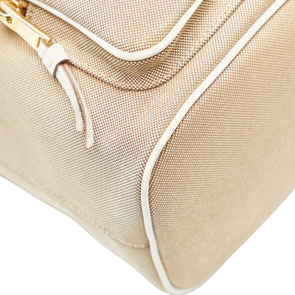 プラダ ハンドバッグ ベージュ ホワイト キャンバス レザー レディース PRADA 【中古】