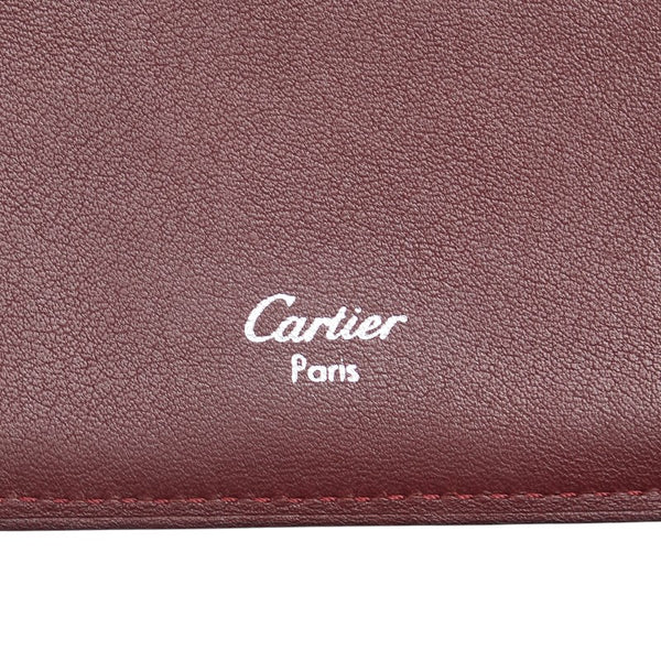 カルティエ 三つ折り財布 ブラック レザー メンズ CARTIER 【中古】