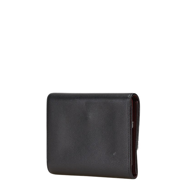 カルティエ 三つ折り財布 ブラック レザー メンズ CARTIER 【中古】