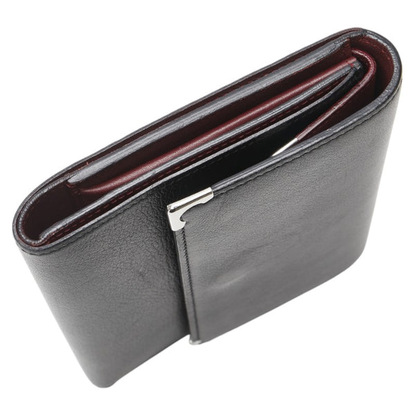 カルティエ 三つ折り財布 ブラック レザー メンズ CARTIER 【中古】