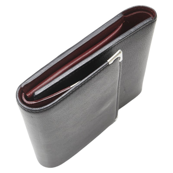 カルティエ 三つ折り財布 ブラック レザー メンズ CARTIER 【中古】