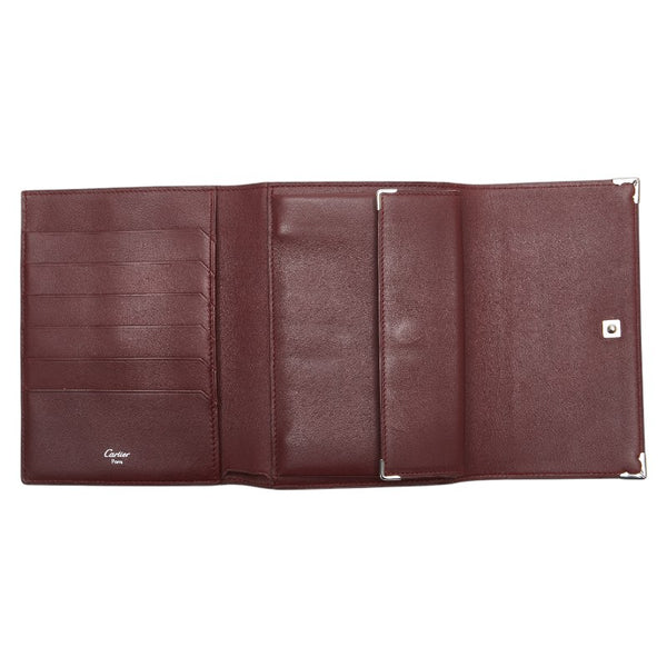 カルティエ 三つ折り財布 ブラック レザー メンズ CARTIER 【中古】