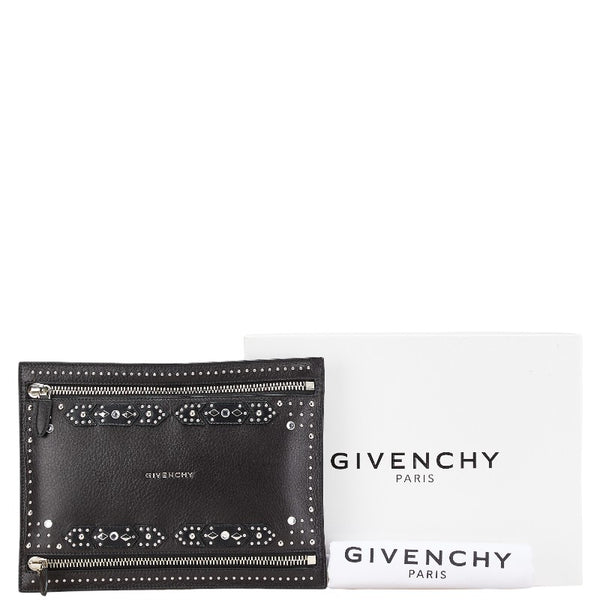 ジバンシー パンドラ スタッズ ビジュー クラッチバッグ ブラック シルバー レザー レディース Givenchy 【中古】