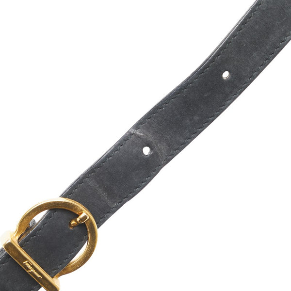 サルヴァトーレフェラガモ ガンチーニ 斜め掛け ショルダーバッグ ブラック スエード レディース Salvatore Ferragamo 【中古】