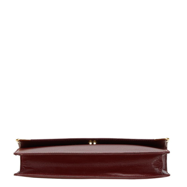 カルティエ マスト ドゥ カルティエ クラッチバッグ ワインレッド レザー レディース CARTIER 【中古】