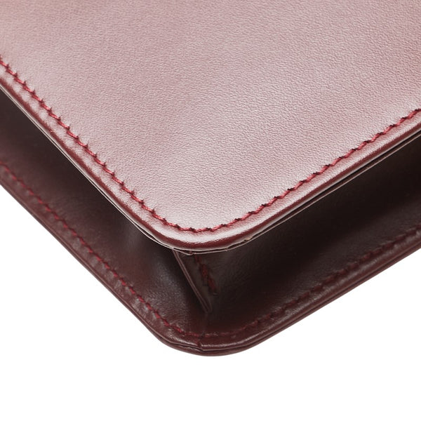 カルティエ マスト ドゥ カルティエ クラッチバッグ ワインレッド レザー レディース CARTIER 【中古】