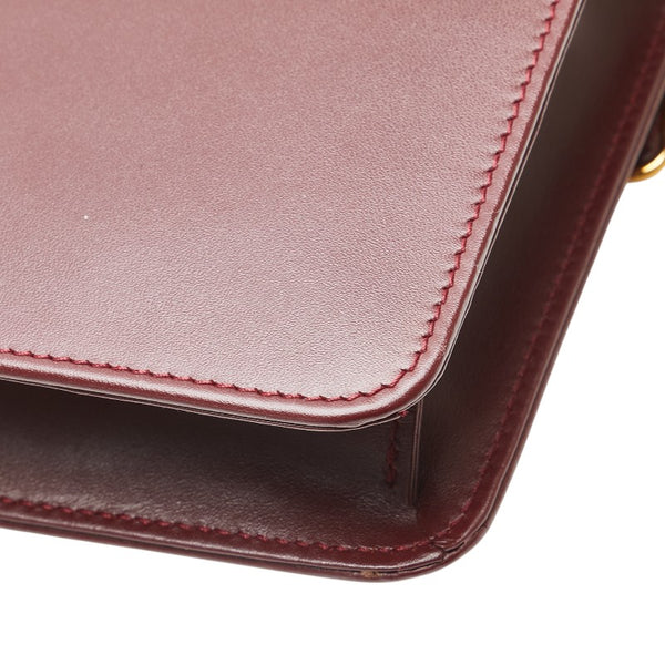 カルティエ マスト ドゥ カルティエ クラッチバッグ ワインレッド レザー レディース CARTIER 【中古】
