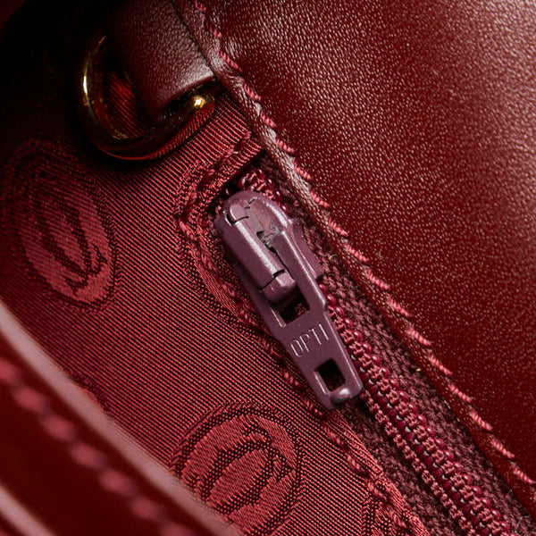 カルティエ マスト ドゥ カルティエ クラッチバッグ ワインレッド レザー レディース CARTIER 【中古】