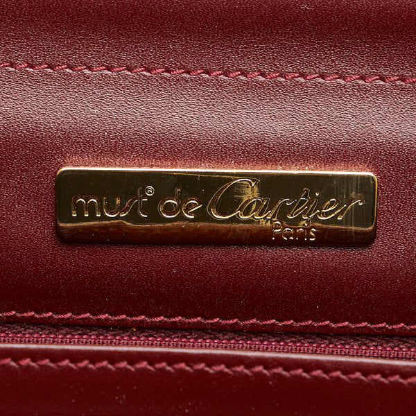 カルティエ マスト ドゥ カルティエ クラッチバッグ ワインレッド レザー レディース CARTIER 【中古】