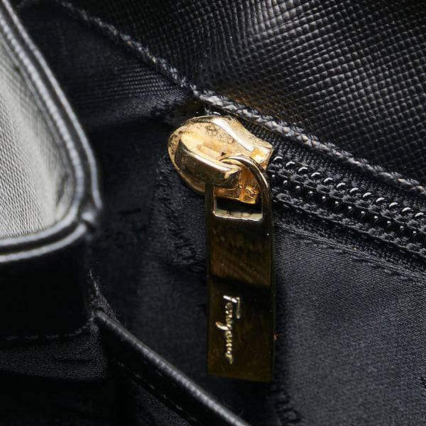 サルヴァトーレフェラガモ ガンチーニ ハンドバッグ ショルダーバッグ 2WAY AF-21 0290 ブラック レザー レディース Salvatore Ferragamo 【中古】