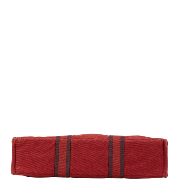 エルメス フールトゥMM ハンドバッグ トートバッグ レッド キャンバス レディース HERMES 【中古】